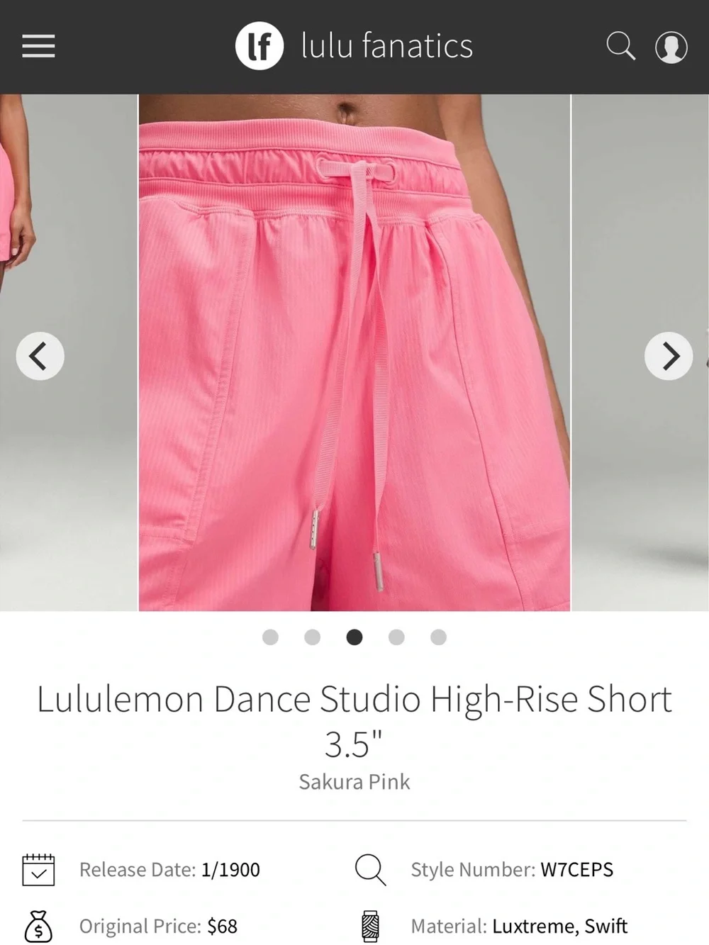 NWT Lululemon Dance Studio High-Rise Short 3.5